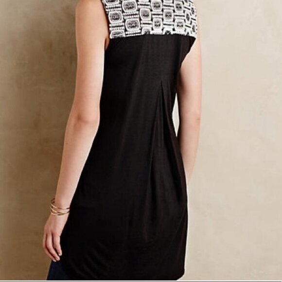 Anthropologie Bohemian Tiny Chapparal Tunic Black White Size XS Sheer Long Boho - Picture 2 of 12